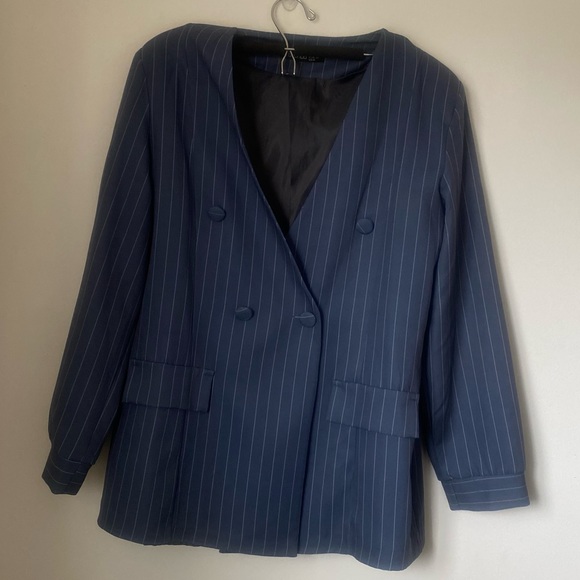 Boohoo double breasted pinstripe blazer - Picture 2 of 5